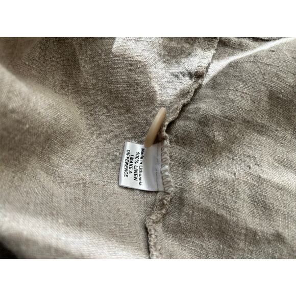 FLAX Long Linen Jacket Duster Natural Beige Women's Small Minimalist Lagenlook - Picture 10 of 12